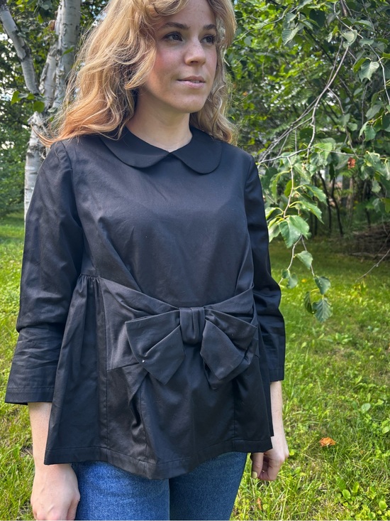 Comme des Garcons Tops - Comme des Garçons Black Peter Pan Collar Oversized Big Bow Blouse Top